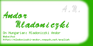 andor mladoniczki business card